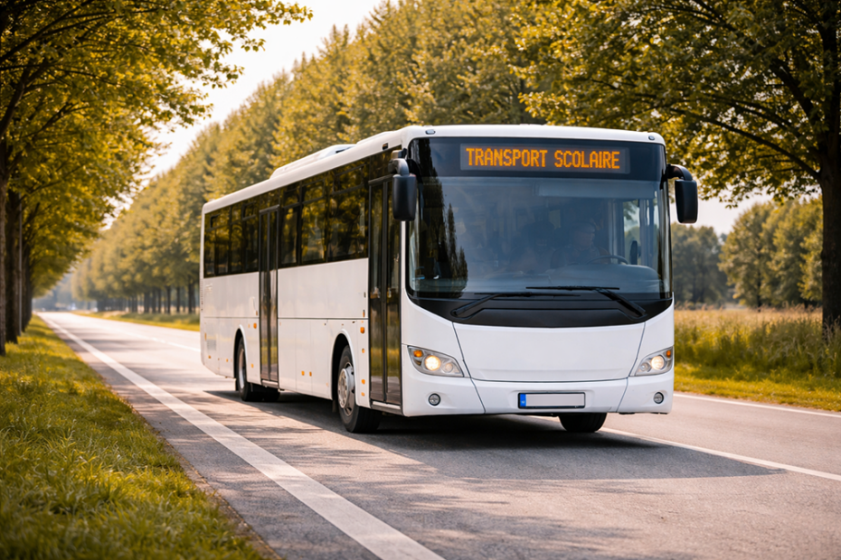 Bus scolaire sur une route